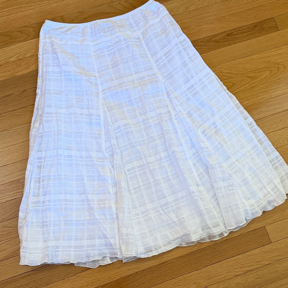 Lark Lane White Midi Skirt Size 14 Flowy Lightweight Lined Summer Minimalist